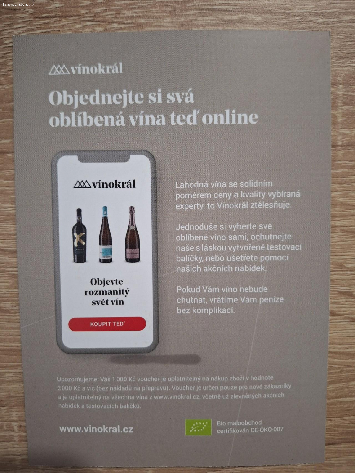 2x voucher na víno. Daruji zdarma za odvoz 2x voucher na víno.
Nevyužijeme.
Pište SMS nebo volejte, děkuji.