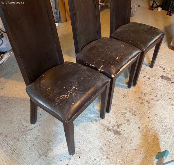 4ks zidle, tmave hnede, masiv, stav viz foto