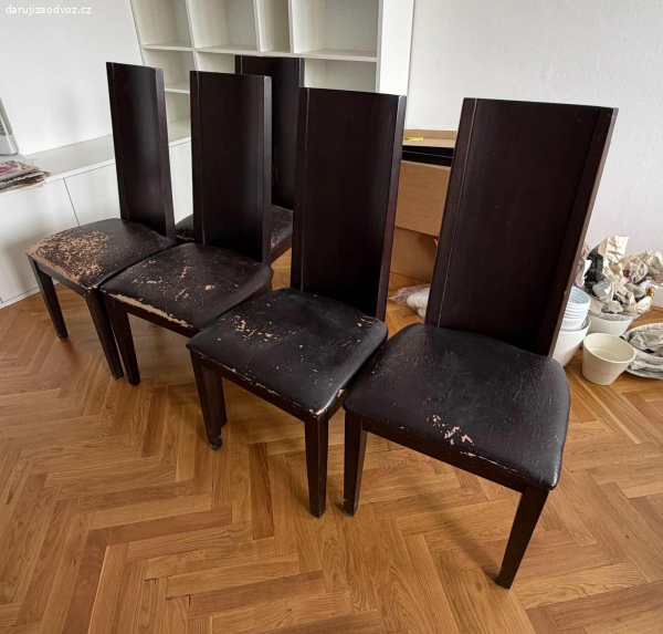 6ks zidle, tmave hnede, masiv, stav viz foto