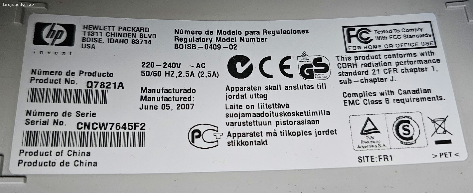 Barevná laserová tiskárná HP Color LaserJet 2605. Daruji barevnou laserovou tiskárnu HP Color LaserJet 2605

Tak jak je aktuálně tiskne nepoužitelně, tonery jsou téměř nebo zcela prázdné, přenosový pás zanesený barvou (viz foto),  je třeba vyčištění/doplnění/výměna tonerů, vyčištěni přenosového pásu, případně jeho výýměna.

Rozměry (š x h x v)  40,7 × 45,3 × 37 cm
Hmotnost 18,5 kg

Technické specifikace, viz
https://www.hpmarket.cz/productOpt.asp?konfId=Q7821A