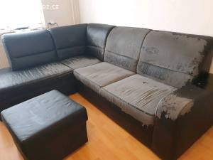 Černá koženková sedačka L 250x195