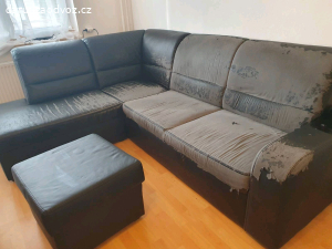 Černá koženková sedačka L 250x195