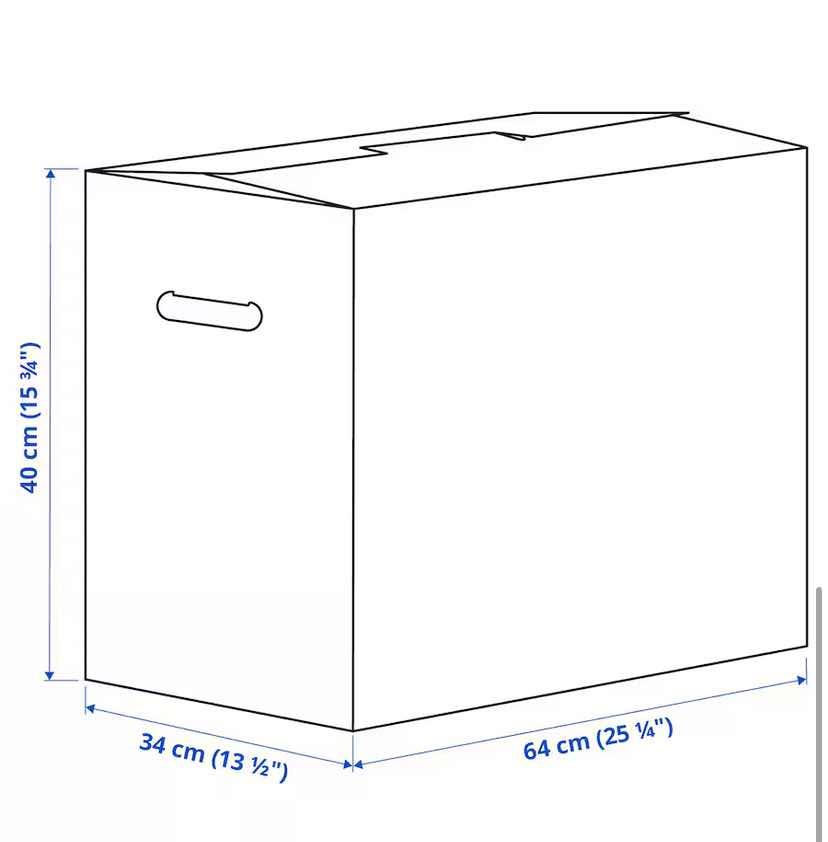 Daruji krabice na stěhování ikea. Dobrý den, daruji za odvoz 4 krabice ikea, rozměry na obrázku, jsou používané, ale stále poslouží.