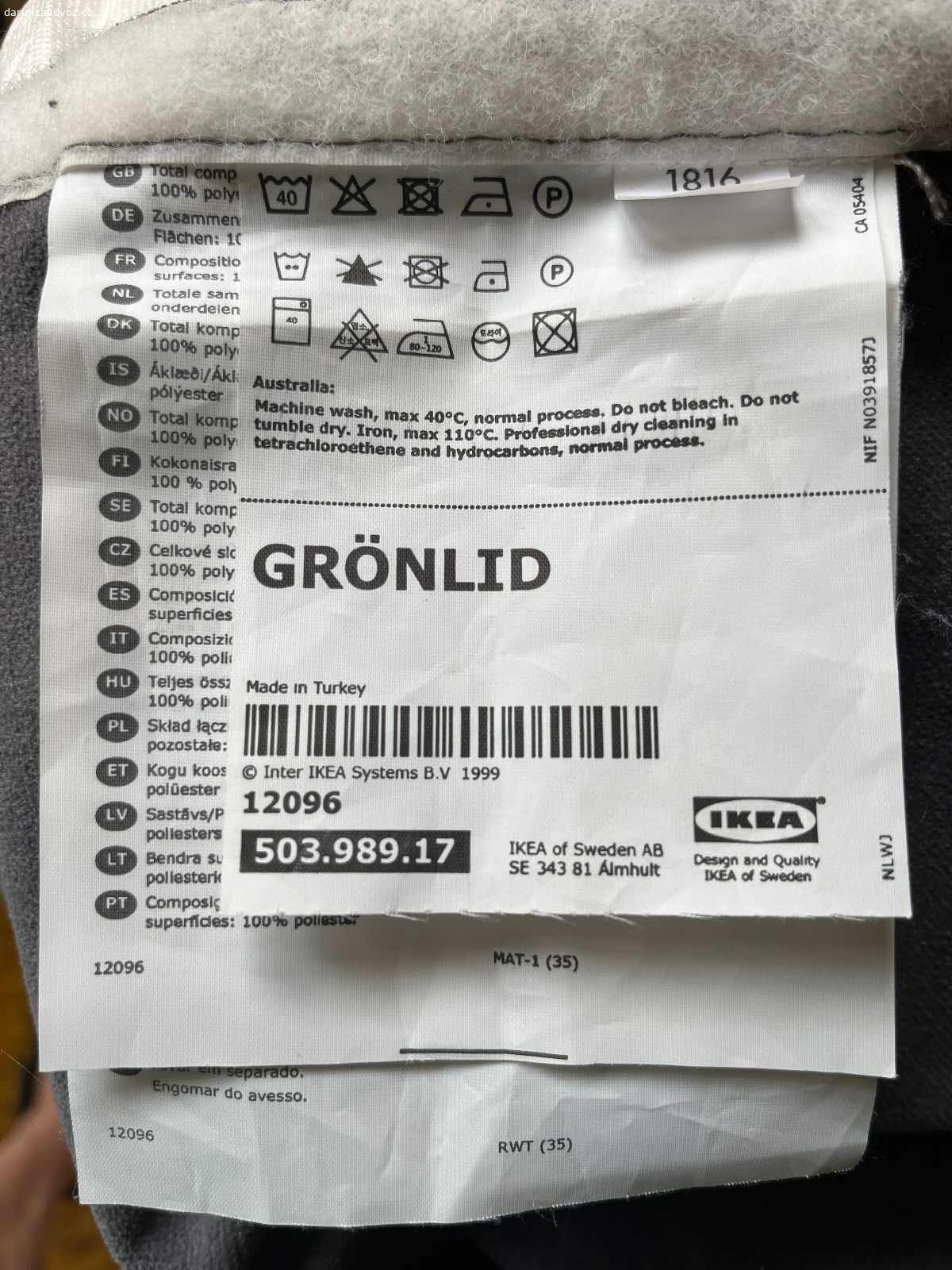 Daruji křeslo IKEA. Daruji za odvoz křeslo IKEA z řady GRONLID. Snímatelný pratelný potah - právě vypráno.