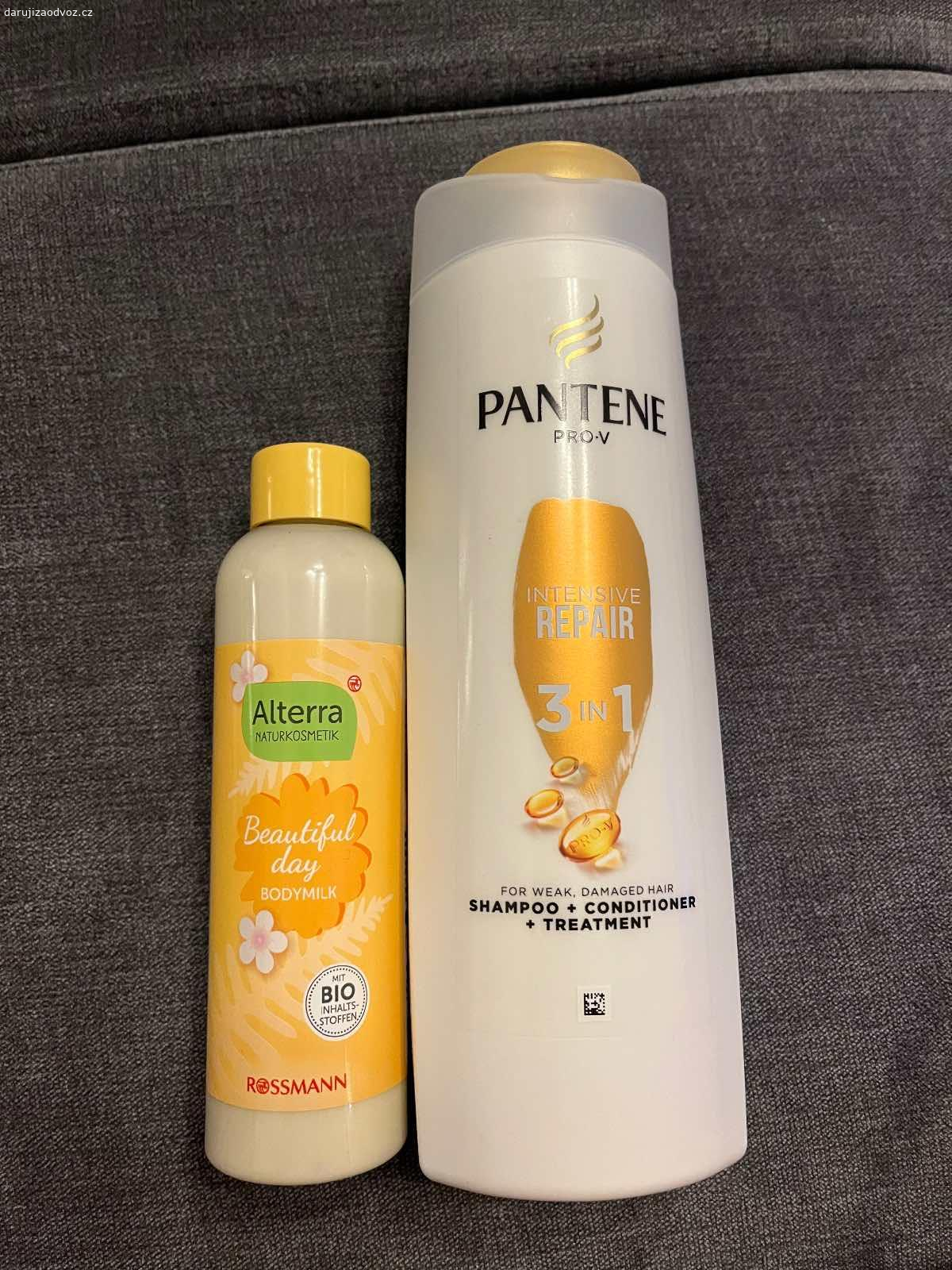 Daruji šampon a tělové mléko. Daruji novou, nepoužitou kosmetiku - šampon Pantene 3v1 a tělové mléko Alterra. Pouze osobní předání.