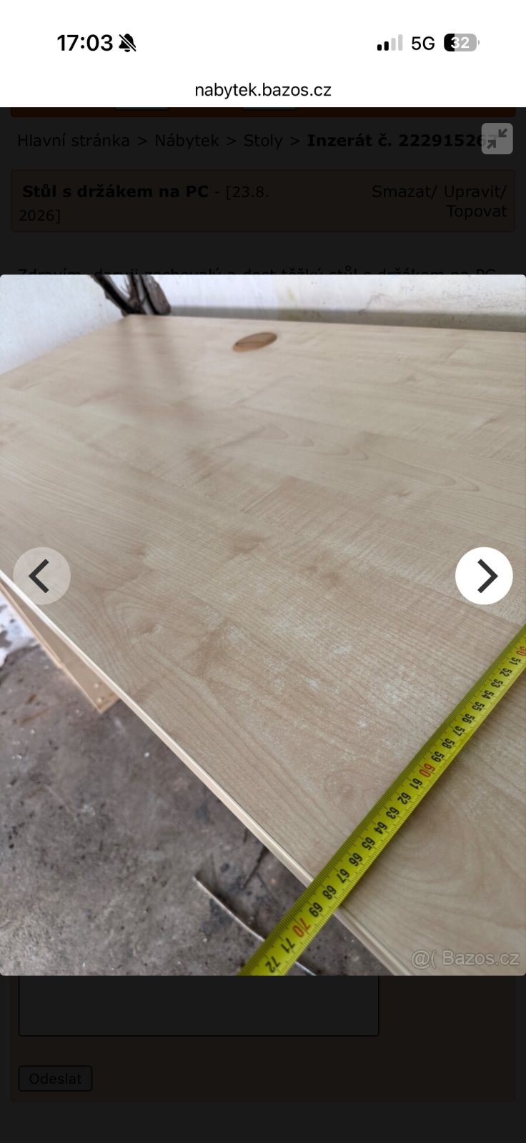 Daruji stůl k PC. Zdravím, daruji zachovalý a dost těžký stůl s držákem na PC s rozměry:

Délka: 155 cm
Šířka: 68 cm
Výška: 75,5 cm

Je uskladněný v suché garáži s jednoduchým přístupem, naložit pomůžeme.