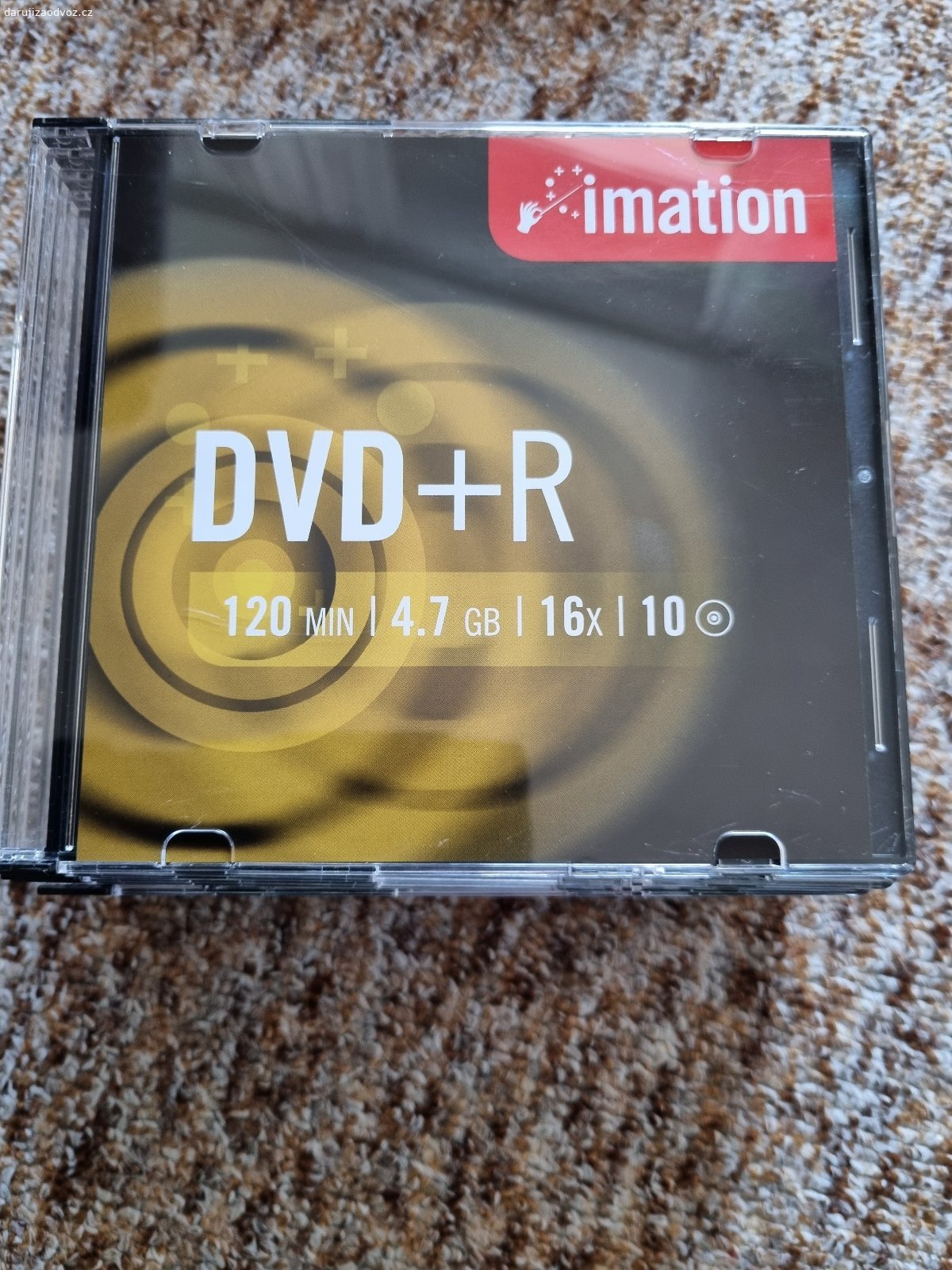Daruji za odvoz prázdná CD a DVD média. Daruji za odvoz celkem 44 ks prázdných médií DVD a CD.
Složení:
cd-r Memorex 700 MB 52x … 2 ks
cd-rw Verbatim 700 MB 24x … 5 ks
dvd+r Imation 4,7 GB 16x … 14 ks
cd-r Verbatim 700 MB 52x … 2 ks
cd-r Verbatim 700 MB 48x … 5 ks
cd-r Verbatim 700 MB 52x … 1 ks
dvd-r Imation 4,7 GB 8x … 1 ks
dvd-rw Imation 4,7 GB 4x … 2 ks
dvd+rw Verbatim 4,7 GB 4x … 2 ks
cd-r Imation 700 MB 52x … 10 ks

(čokoláda potěší, není podmínkou  :) )
