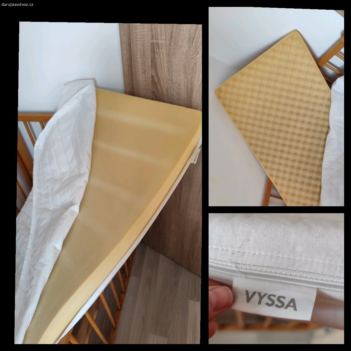 Dětská postýlka. Daruji za odvoz dětskou postýlku včetně molitanové matrace. Je rozložená, připravena k odvozu. Má známky používání, ale stále funkční. Rošt jde nastavit do 3 poloh, jedna lamela je prasklá, ale opravená. K vyzvednutí Králův Dvůr u Berouna.