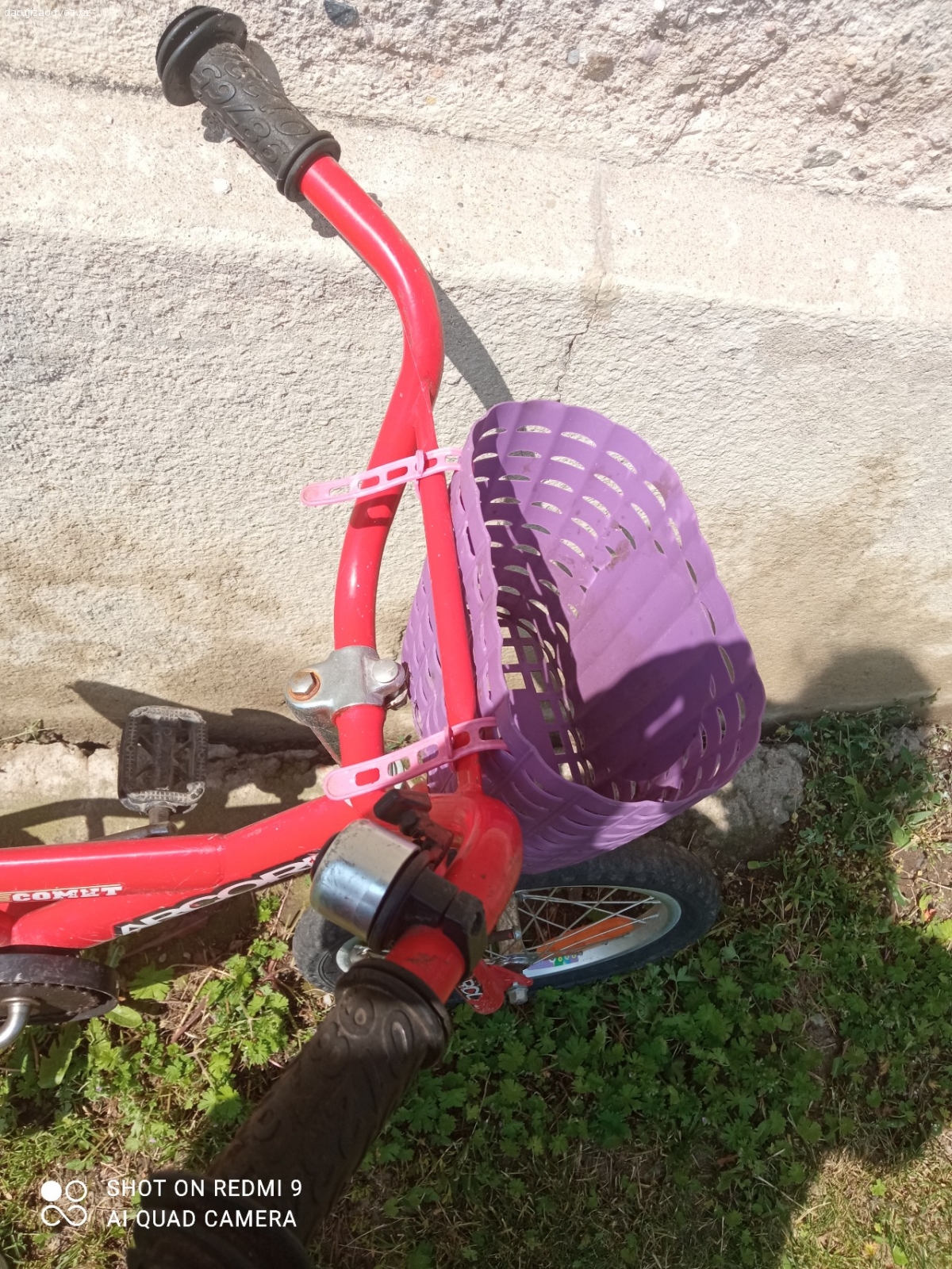 Dětské kolo. daruji za odvoz dětské kolo červené s košíčkem s princeznami 
stav viz fotky (prázdná kolo, rez)
velikost odhadem 3-5 let