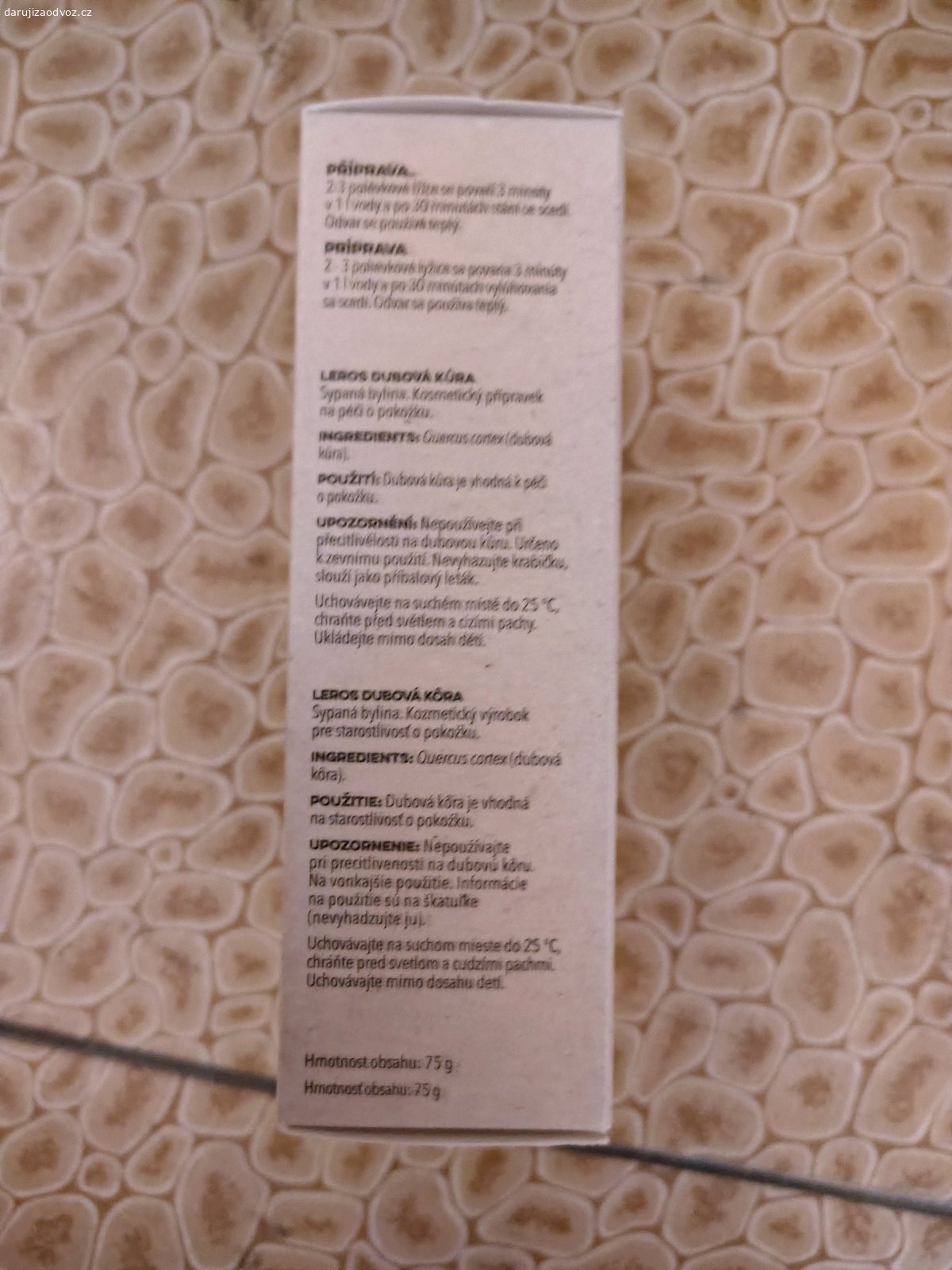Dubová kůra - k přípravě odvaru. Neotevřené balení dubové kůry pro přípravu odvarů.