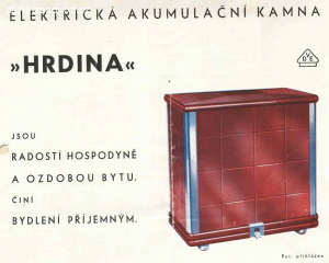 Historická elektrická akumulační kamna Hrdina