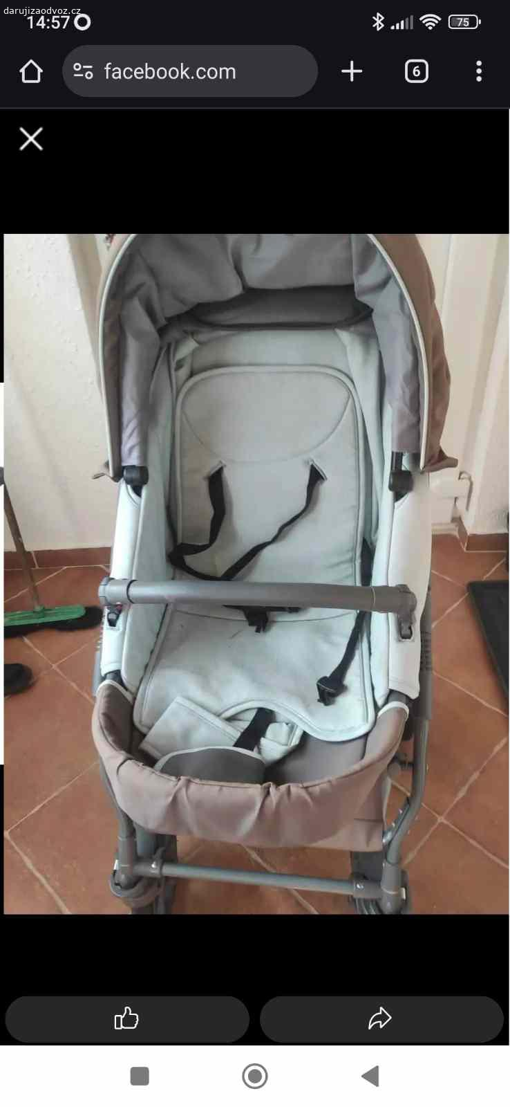 Kočár. Po jednom dítěti, vybledla stříška sporťáku. Součástí hluboká korba, pláštěnky i taška na kočár. Vhodny na balkon nebo k prarodičům. Vyměním za slané mlsáni, cokoladu 85% nebo vlasske ořechy či mandle