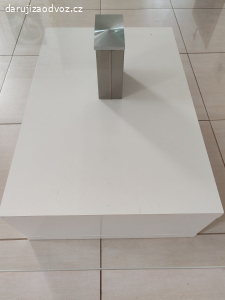 Konferencni stolek, sklo+bily lesk, 70x110cm