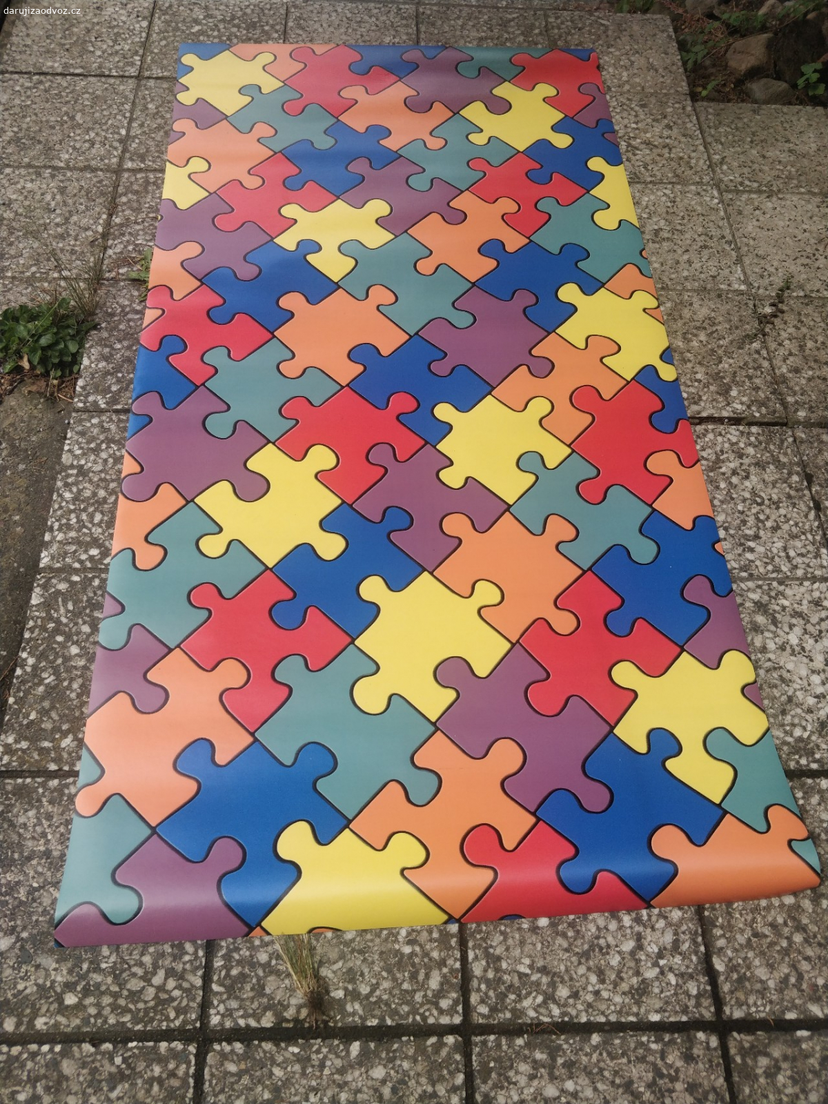 linoleum. barevné lino, puzzle vzor, rozměr 95x188cm - nepoužité!