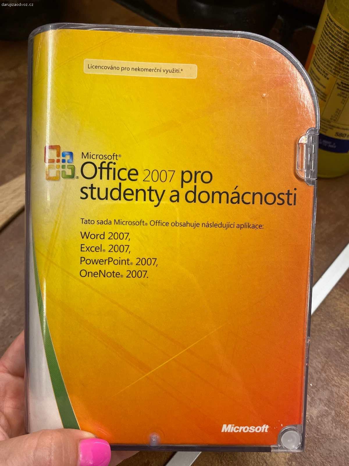 Microsoft Office 2007. Pro domácnosti nebo studenty. Balení obsahuje originální cd a produktový kód.

Daruji za odvoz, případně nás potěší ovoce, ale není to podmínkou:-).