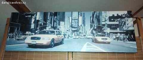 Obraz New York - na plátně - ZA KÁVU NESCAFÉ. Nabízím obraz plátno v dřevěném rámu - motiv silnice a auta New York - předám Praha 10-Strašnice za kávu Nescafé