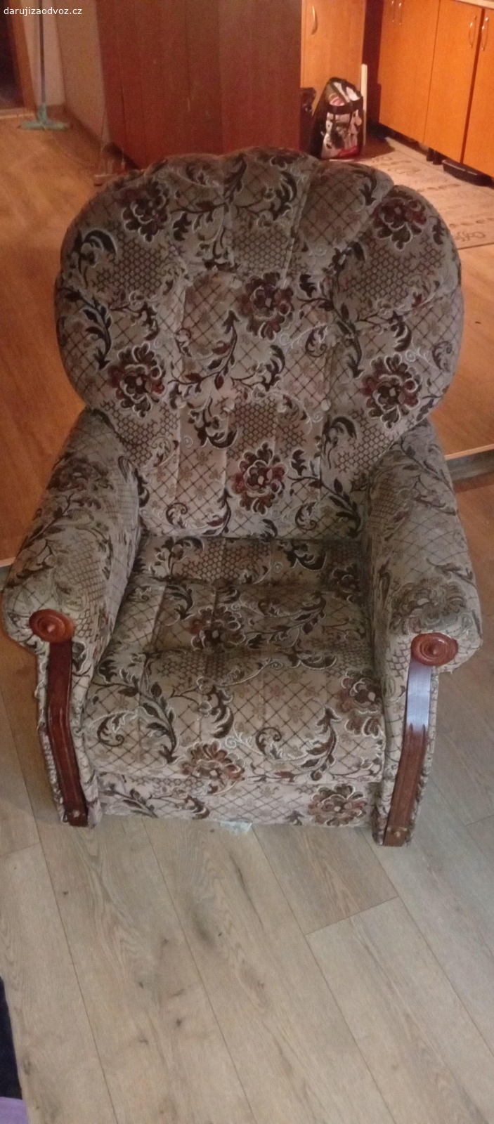 obývací stěna. daruji obývací stěnu s prosklenou vitrínou plus dvě křesla spěchá jinak likviduji