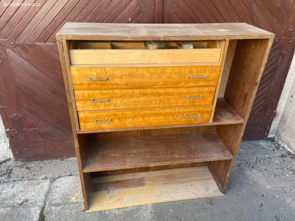 Regál s šuplíkama - ZA ODVOZ! 124 x 40 x 106 cm
