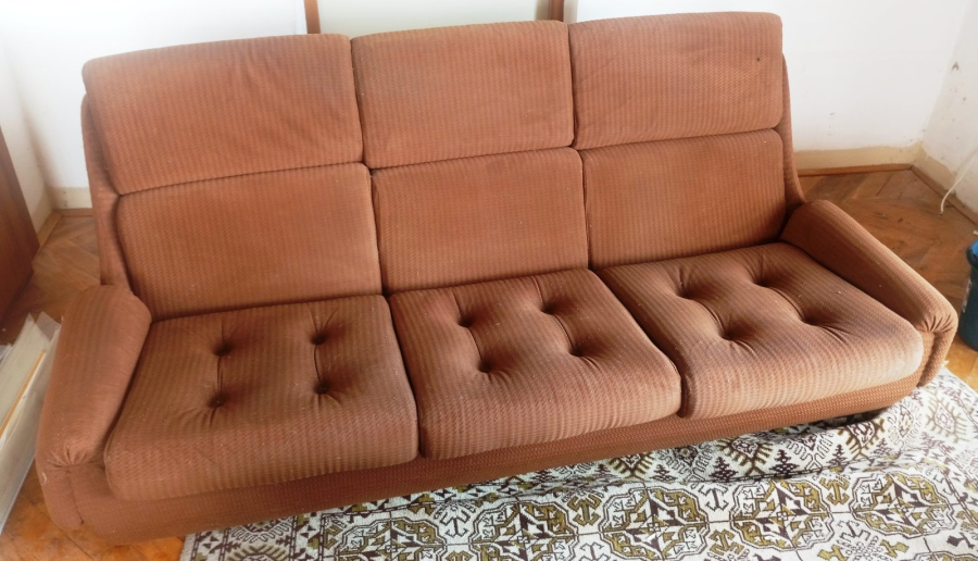 Retro sedací souprava (3+1+1)  hnědá