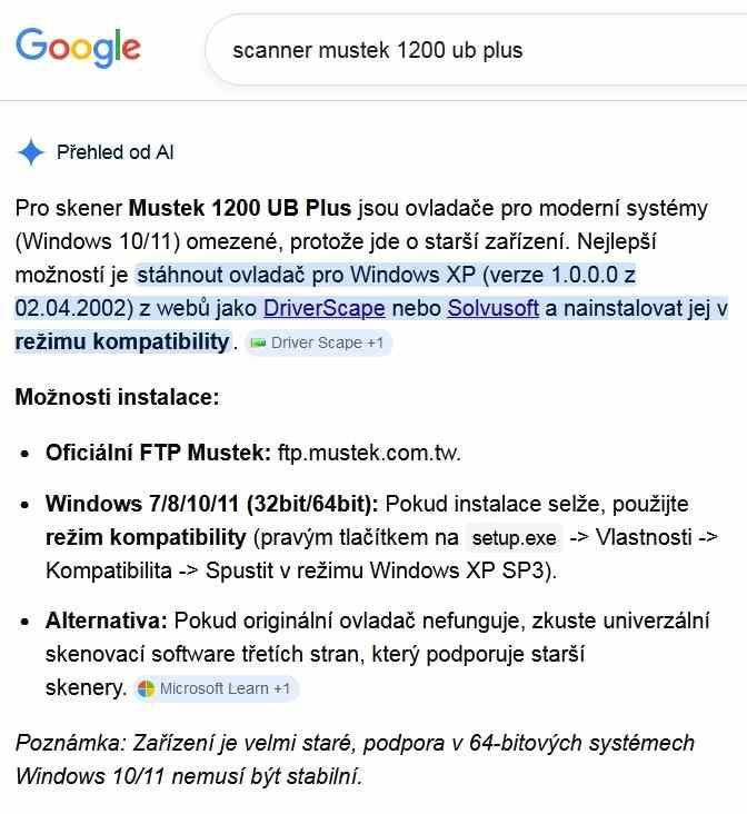 Skener / Scanner MUSTEK 1200 UB Plus. Daruju funkcni skener / scanner, starsi model. 

Pridam instalacni CD. Uzitecne tipy k instalaci - viz text na obrazku. 

Neposilam, jen osobni odber v Praze 17 (Repy) po predchozi dohode. Prosim napiste hned, kdy byste se mohli stavet na prevzeti, dekuju.

>>> Dokud inzerat vidite (a neni poznamka 