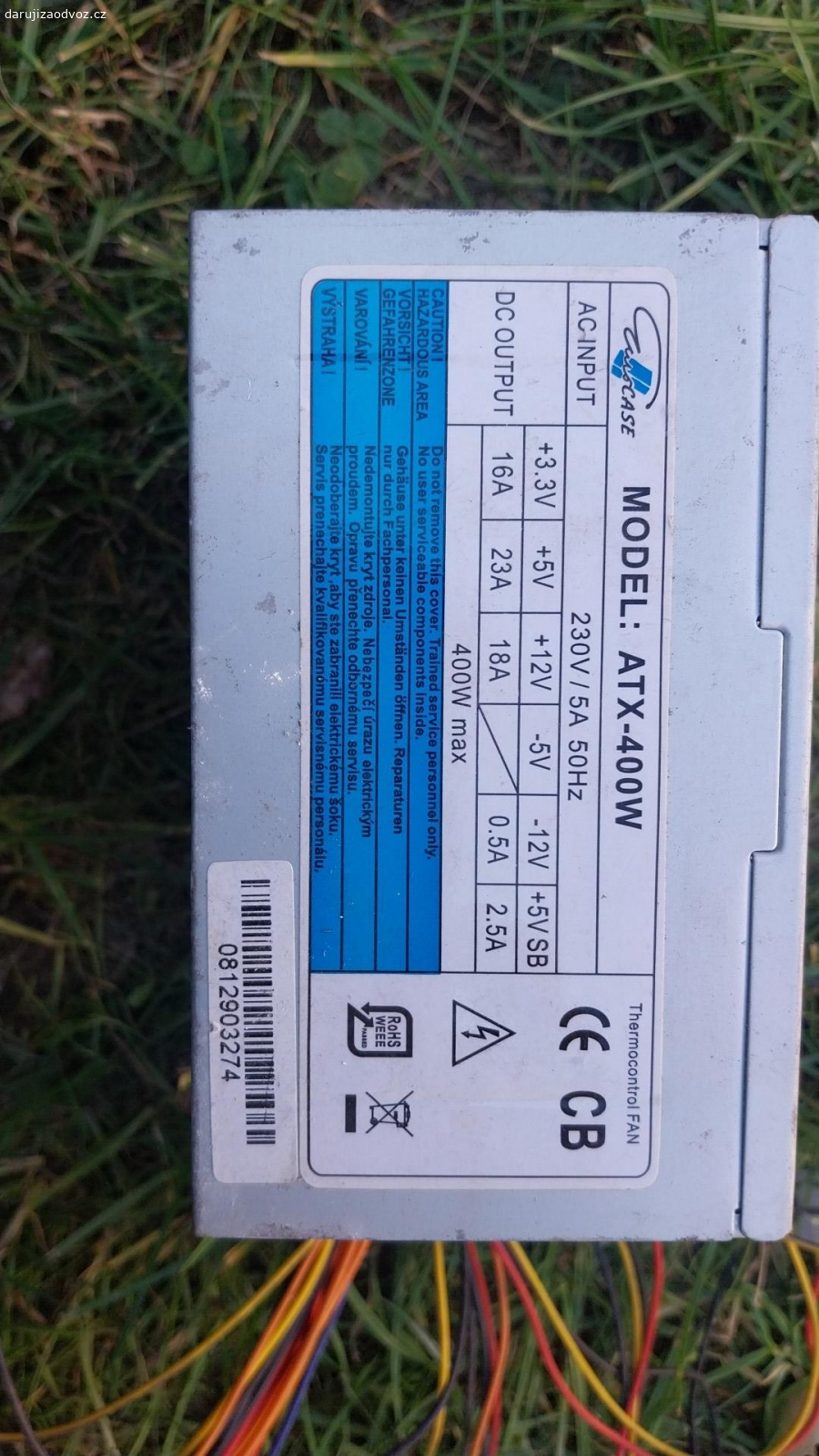 starý pc zdroj. nalezovy stav