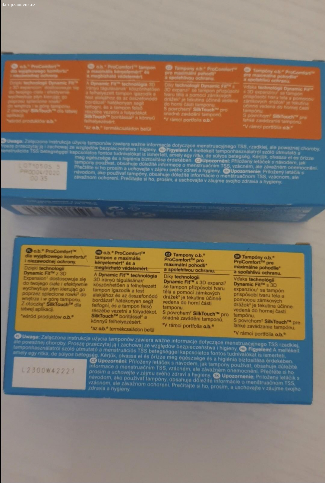 Tampony.. Tampony vrchní,v krabičce 12ks.
Tampony druhé nerozdělané.
Datum 2020 a 2021.

Pouze osobní převzetí v Ostrém Kameni.