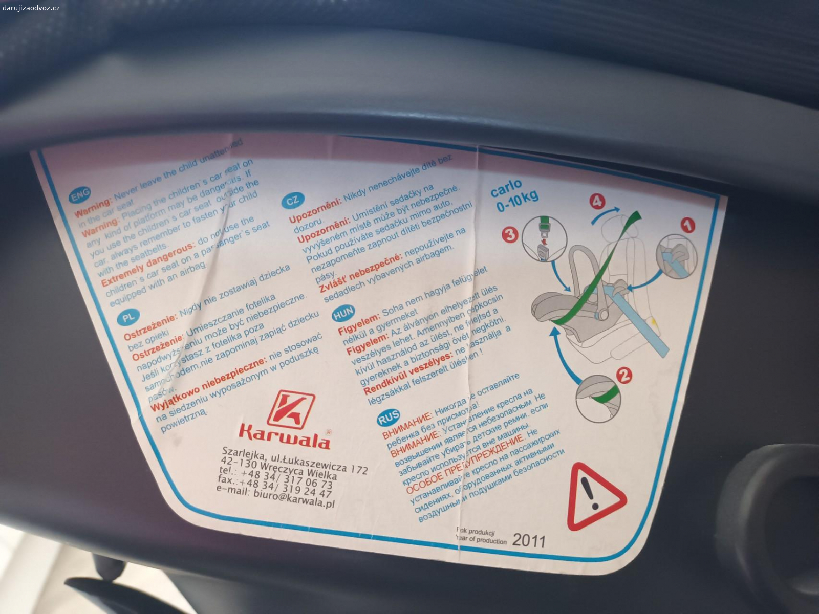 vajíčko do auta. s novorozeneckou vložkou, vady vyfoceny